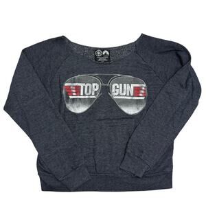 Top Gun Aviator Sunglasses Graphic Long‑Sleeve Sweater ✈️ Dark Gray • Size L